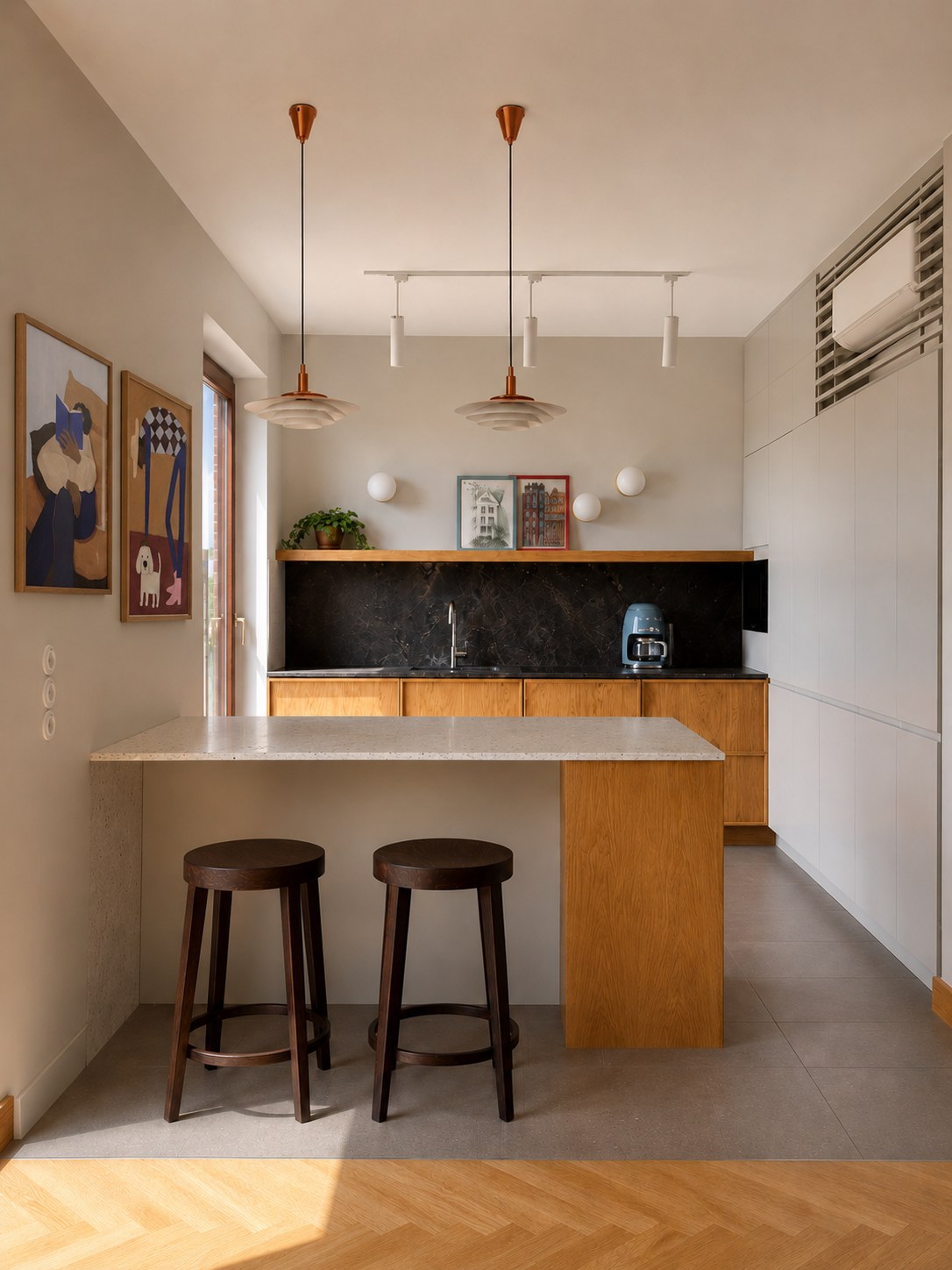 Apartament w Porcie Praskim — kuchnia z wyspą