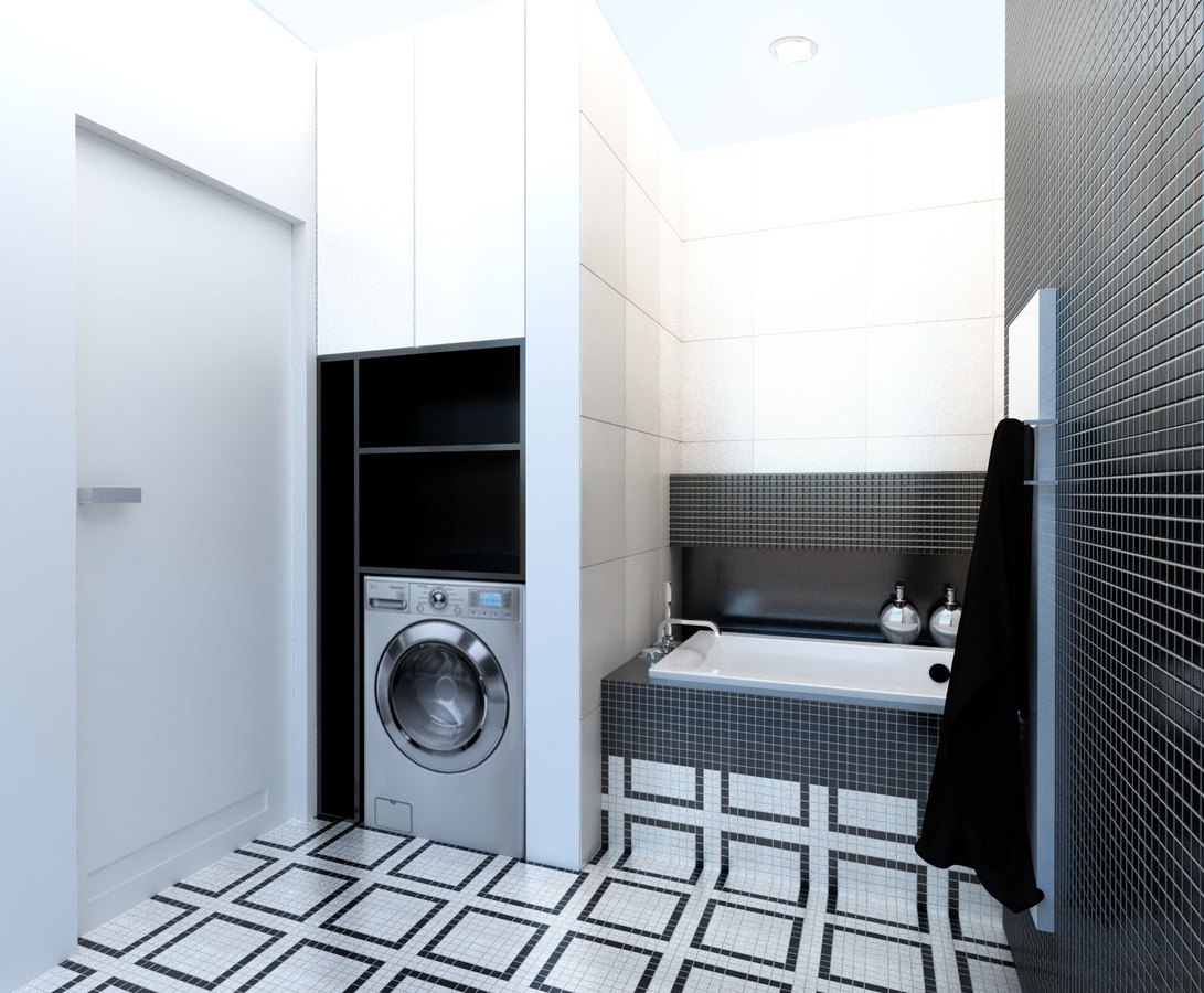 Apartament na Targówku — łazienka z mozaiką