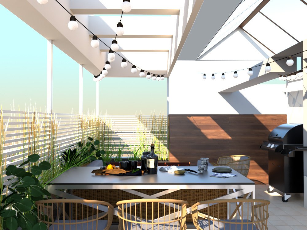 Apartament na Targówku — taras wypoczynkowy