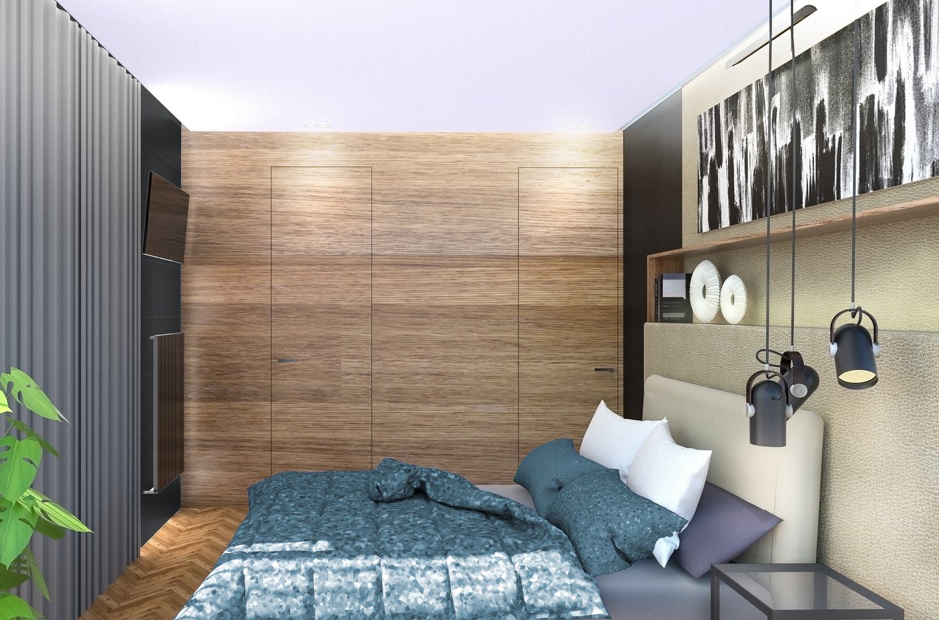 Apartament na Targówku — szafa w sypialni